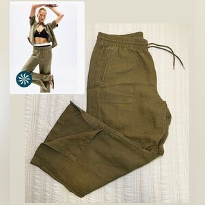 Athleta Retreat linen high rise wide leg pant